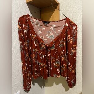 American Eagle Outfitters Red Floral Blouse